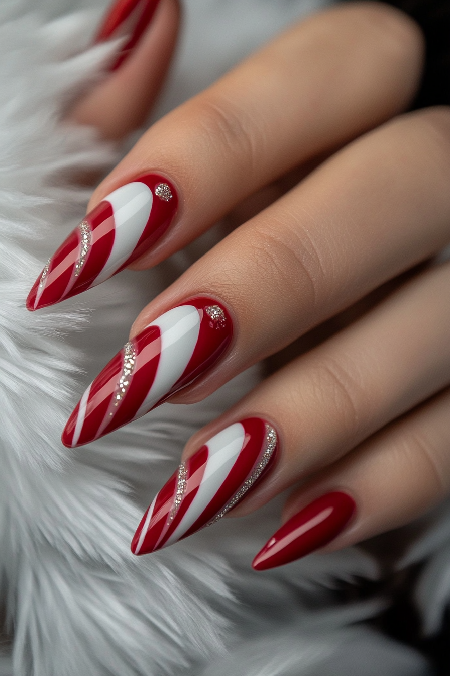 5. Candy Cane Stripes (Holiday Nail Design Ideas) - Holiday Nail Design Ideas