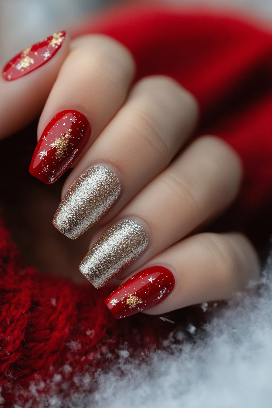 8. Crimson Sparkle (Holiday Nail Design Ideas) - Holiday Nail Design Ideas